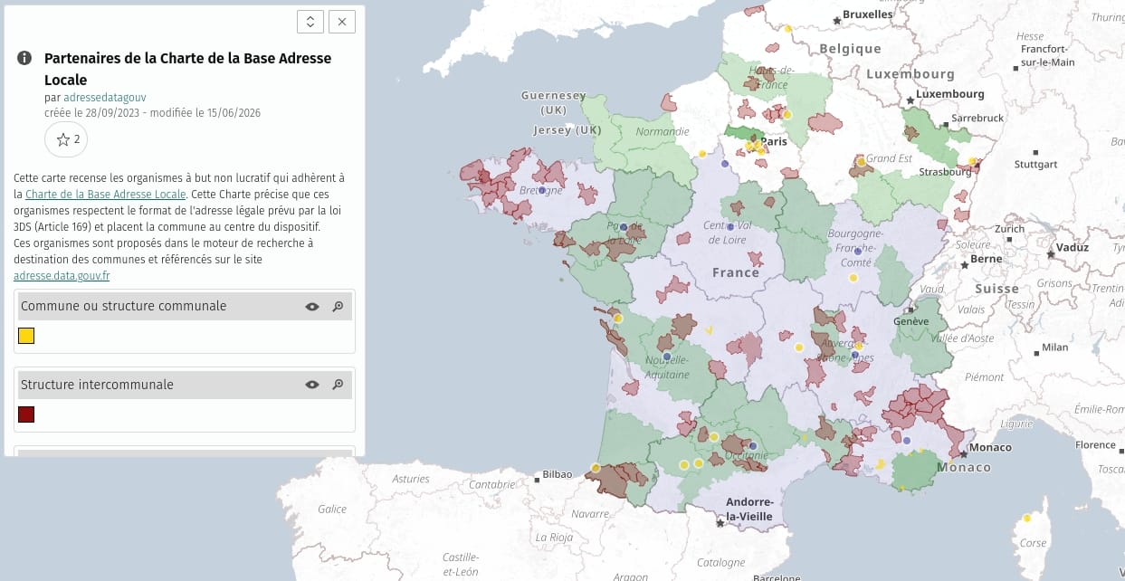 Carte des Partenaires de la charte BAL